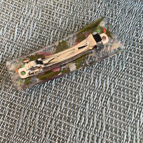 XMAS Handmade Pressed Flower Holiday Vibes French Hair Clip Trapezoid Shape - Picture 5 of 8